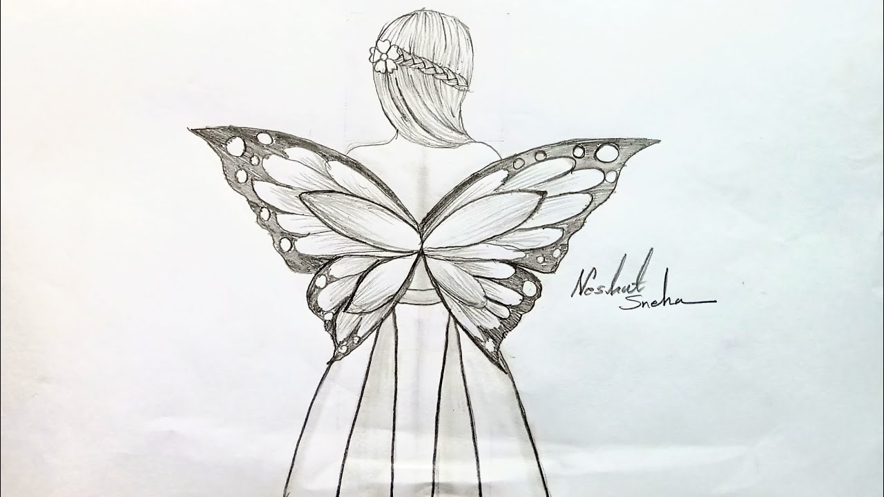 How to draw a fairy - step by step pencil sketch beginners || Fairy ...
