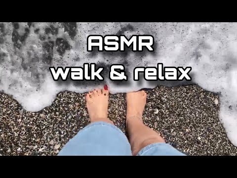 ASMR walk & relax on the beach my feet with sandals.