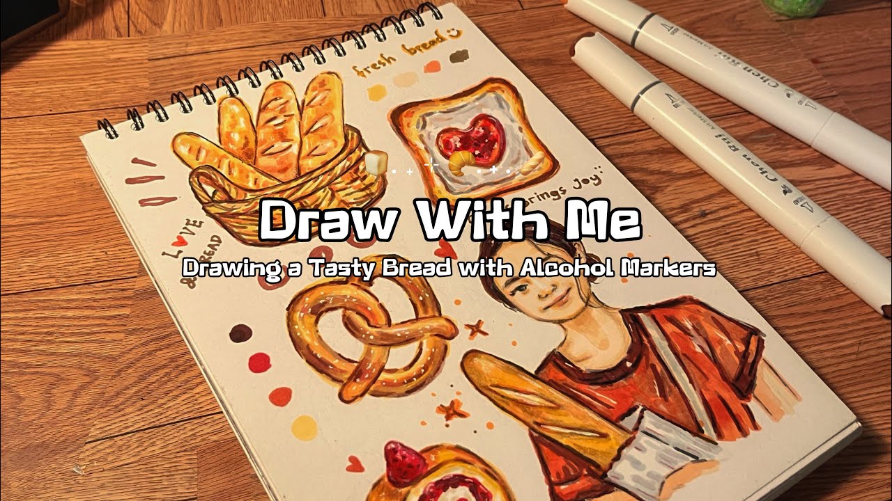 Draw with me, drawing a tasty bread with markers ✨🍞