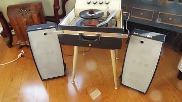 Motorola Hi-Fi Stereo record player playing a stack of 45