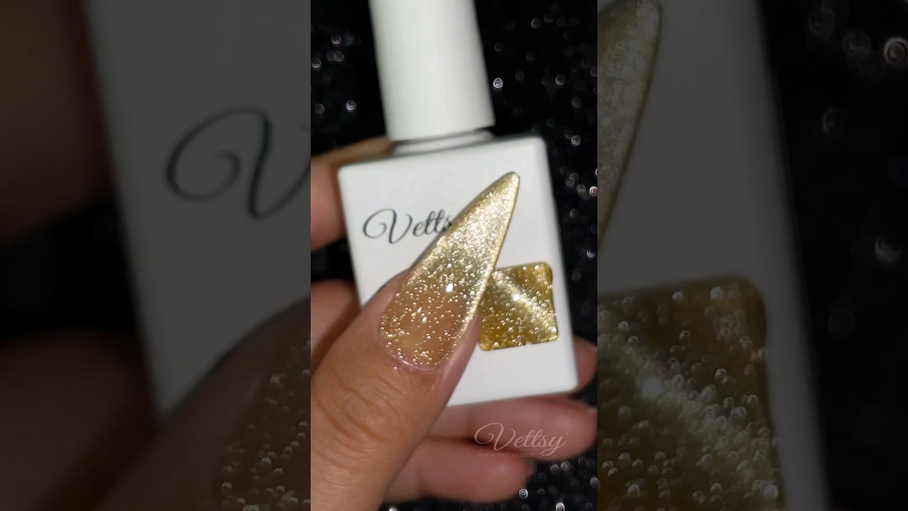 How to Use Vettsy Amber Cat Eye Gel-AC01 | Gold Magnetic Gel Nail Polish Tutorial