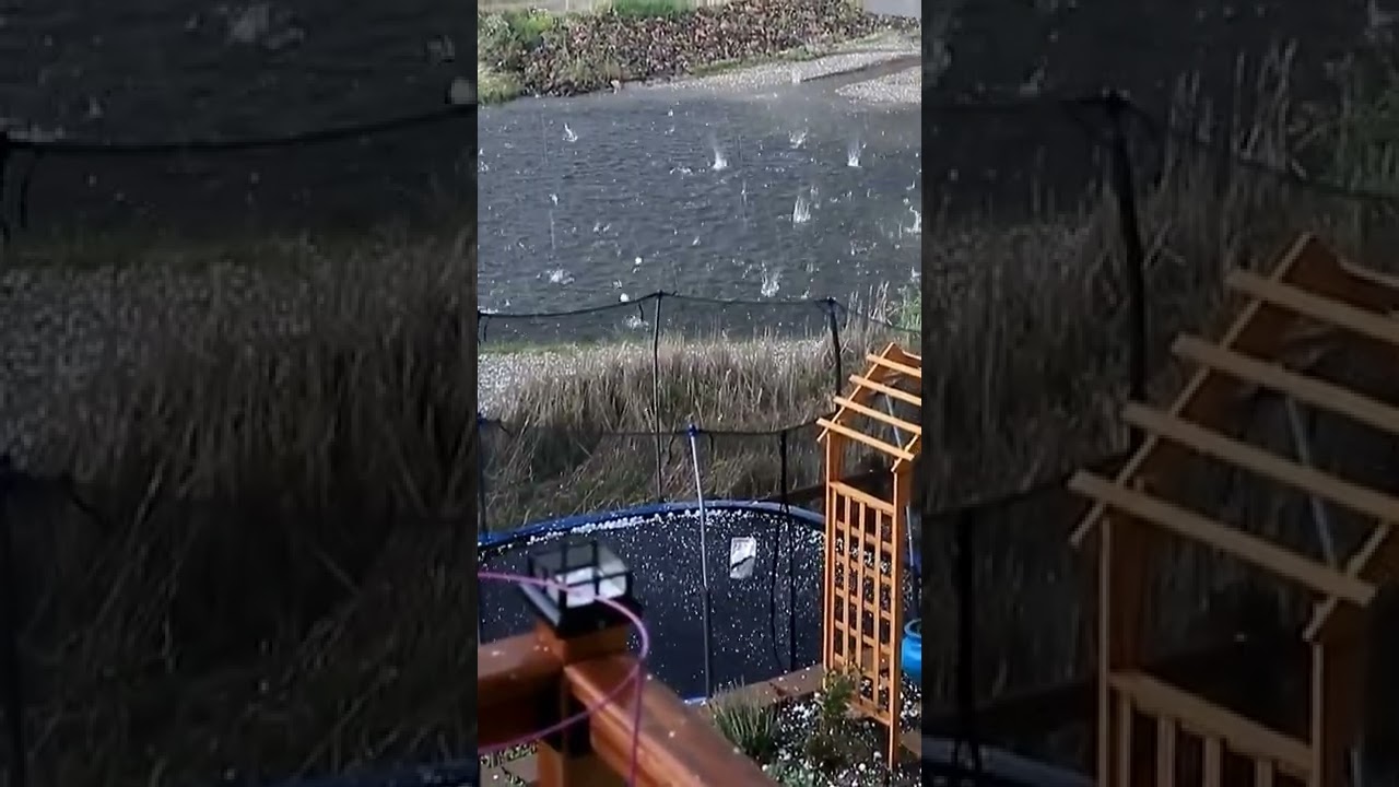 HAIL Pounding My Yard Trampoline! Epic Hail Storms Clip 03 #shorts