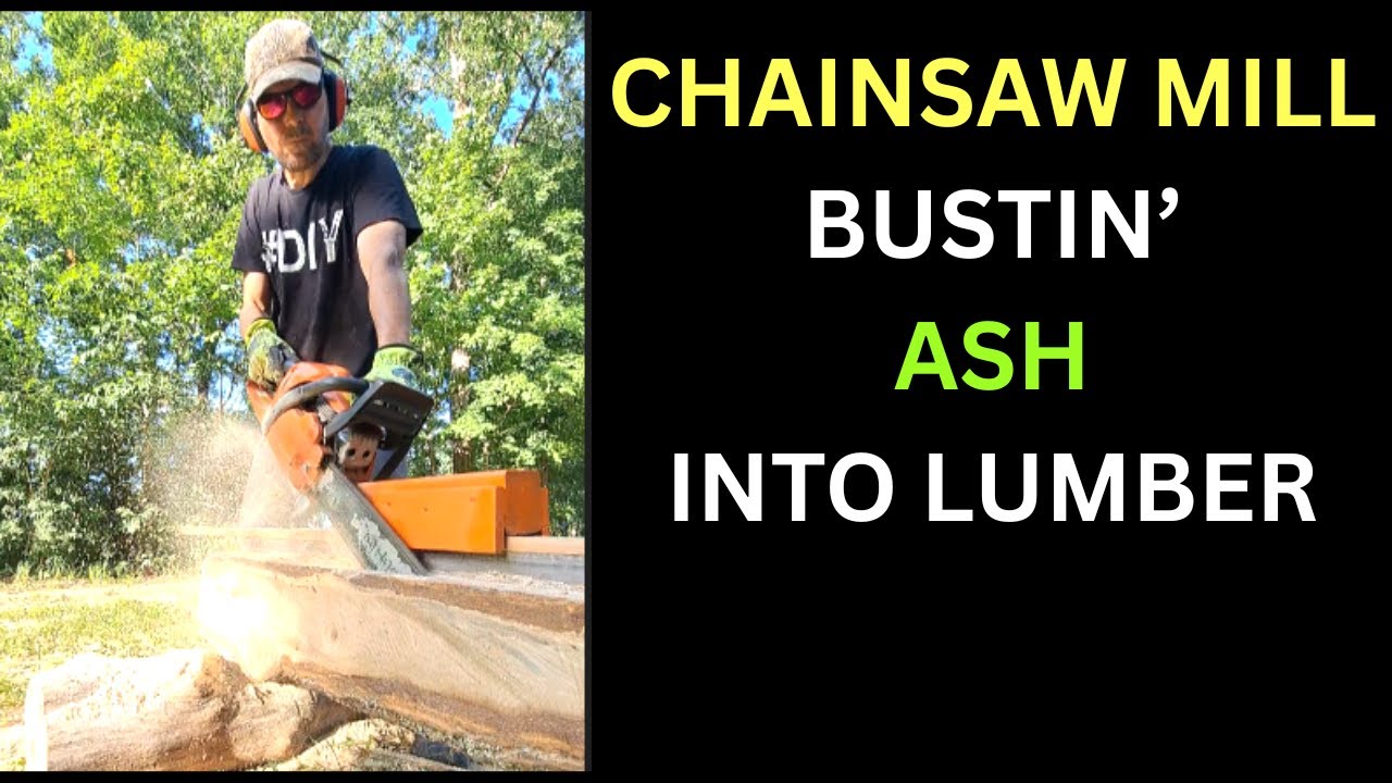 Self-Built Portable Chainsaw Mill Making Live Edge Ash Boards | No ...