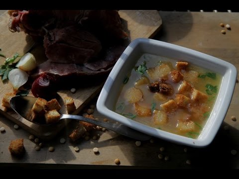 Видео рецепт Гороховый суп с копченой рулькой