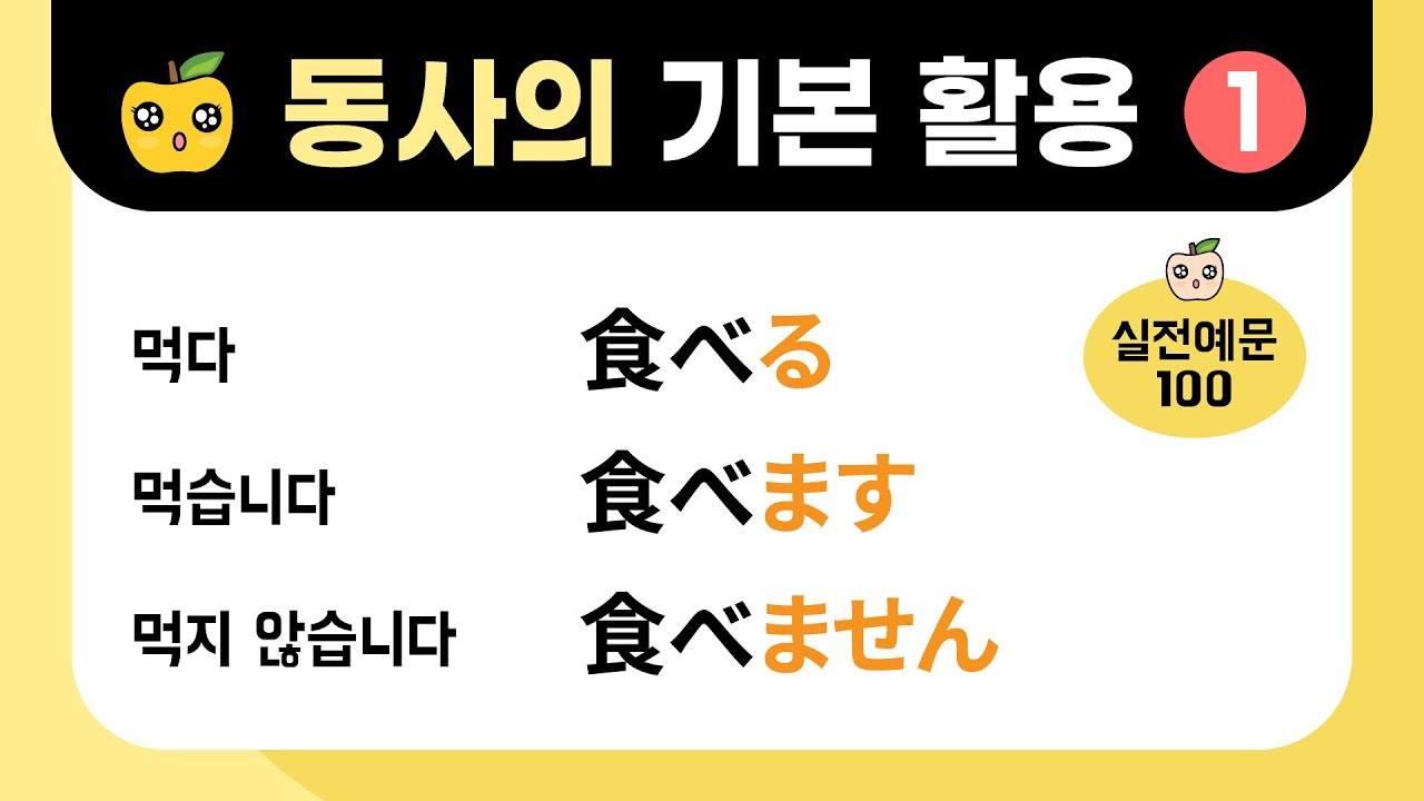 일본어 동사의 기본활용 (1) : 정중형, 부정형 ます & ません [ 실전예문100 ]