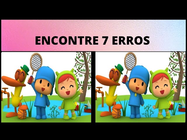 Pitando desenho do Pocoyo e 3 Palavrinhas Com JOGO dos 7 erros