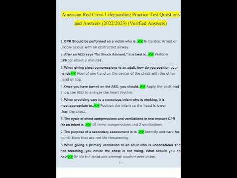 American Red Cross Lifeguard Practice Test Questions and Answers 2022