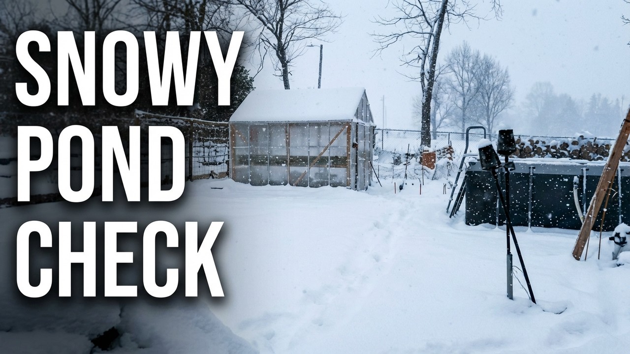 Fish Pond Covered in Snow ❄️ | Winter Backyard Pond Check