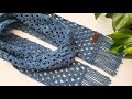 🧣 SUPER EASY Crochet Lace Scarf Tutorial for Beginners (Tweed Yarn) | Multi-Language Voice-Over!