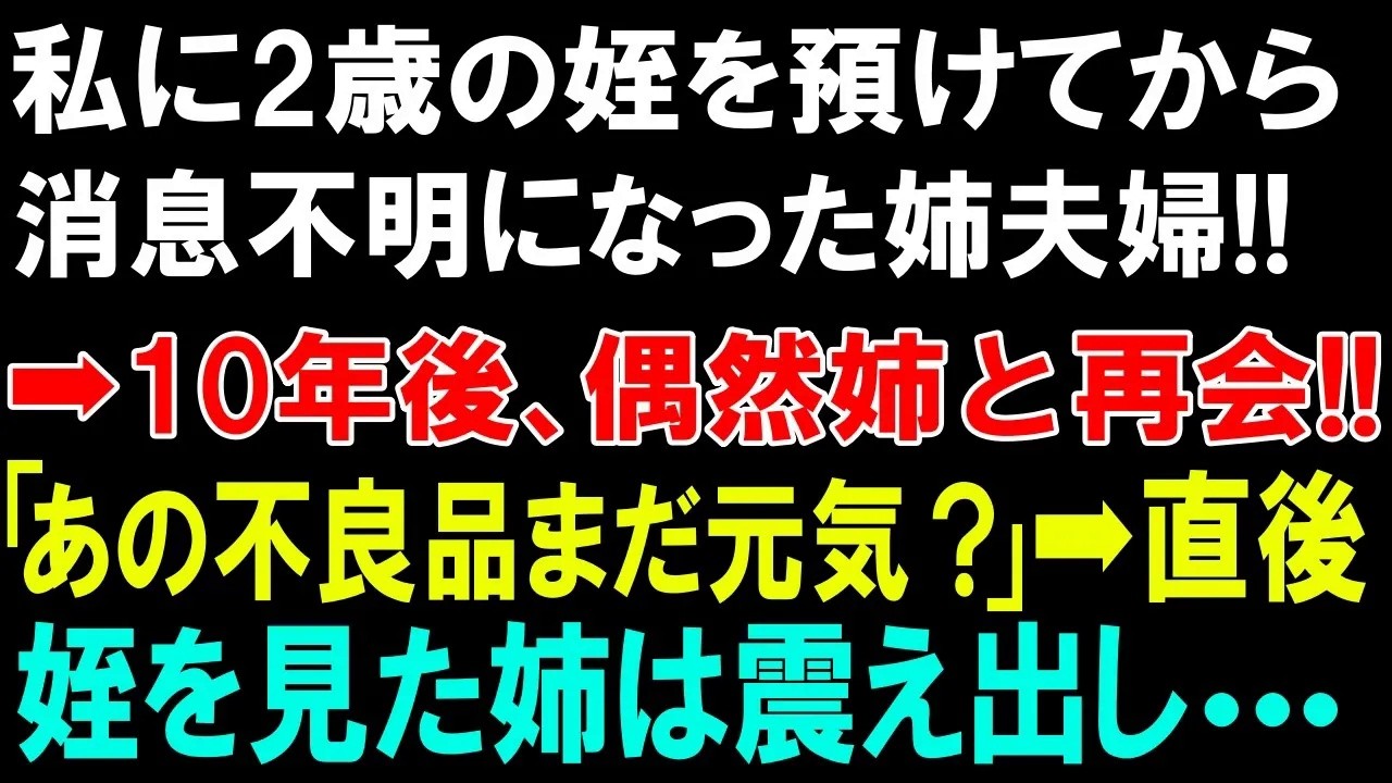 【スカっと総集編】私に2歳の姪を預けてから消息不明になった姉夫婦!!➡10年後、偶然姉と再会!!「あの不良品まだ元気？」➡直後、姪を見た姉は震え出し