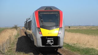 4K Greater Anglia Flirt 755412 Departs Berney Arms On 2C12 For Great Yarmouth. 17.04.22