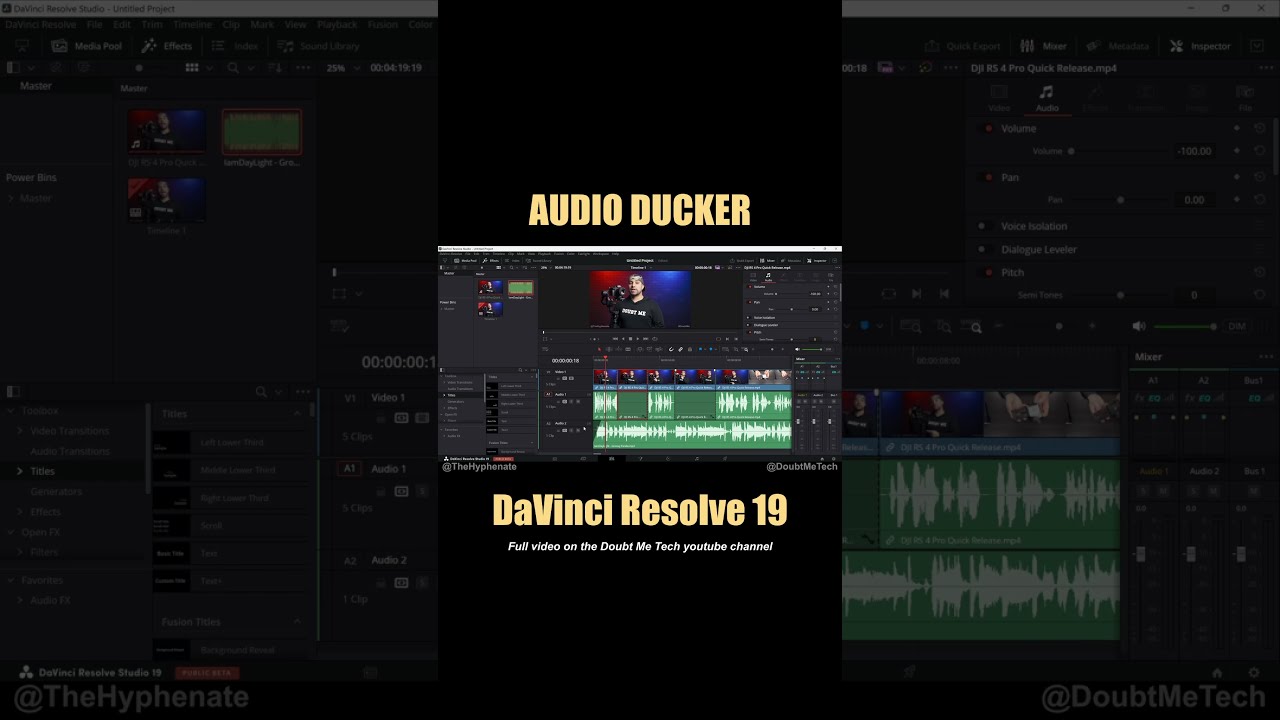 Audio Ducker DaVinci Resolve 19 [ Automatically Lower Music