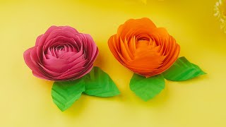 DIY Easy Paper Flower with leaf | Paper Flower | Paper Crafts | Unique Flowers Making AA crafts