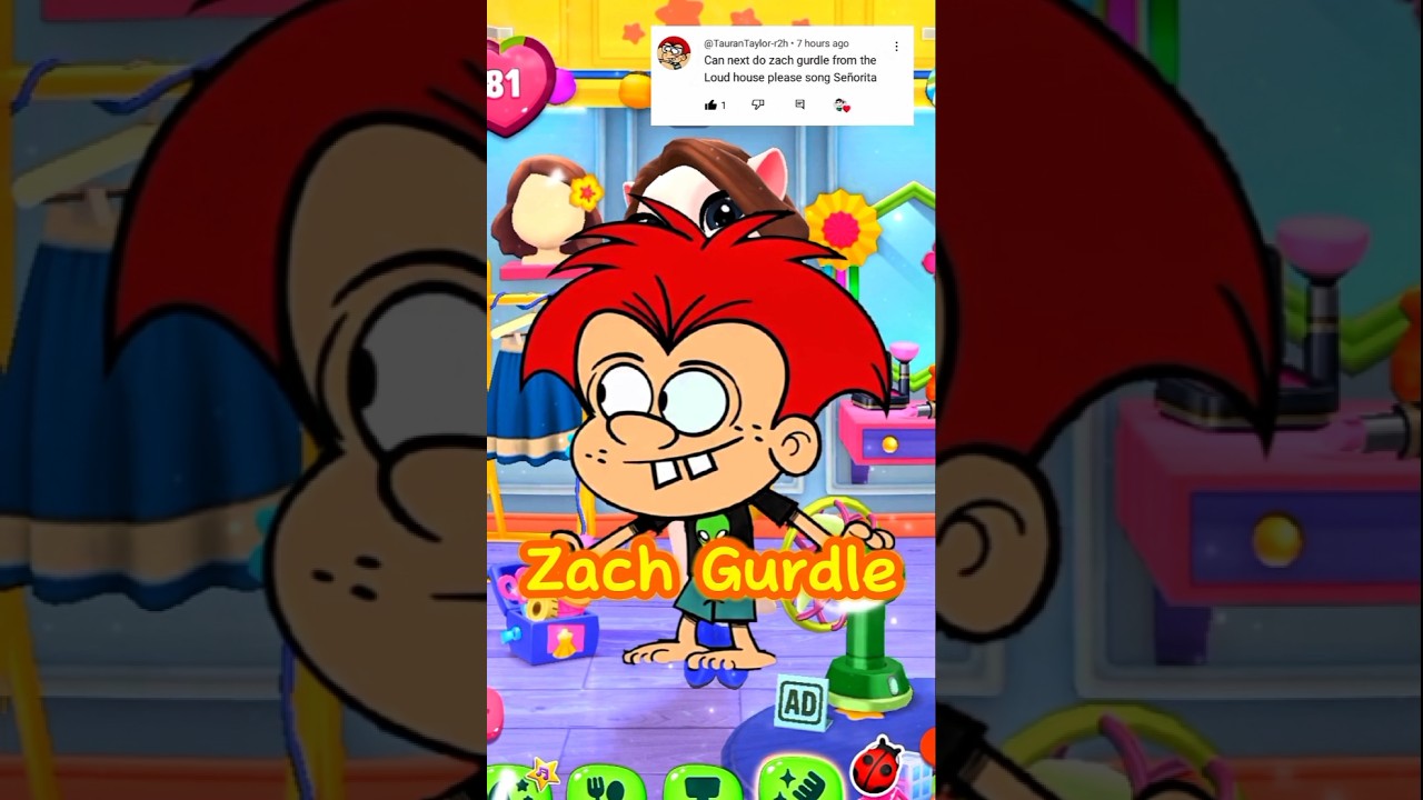 Zach Gurdle loud house makeover by My Talking Angela 2 