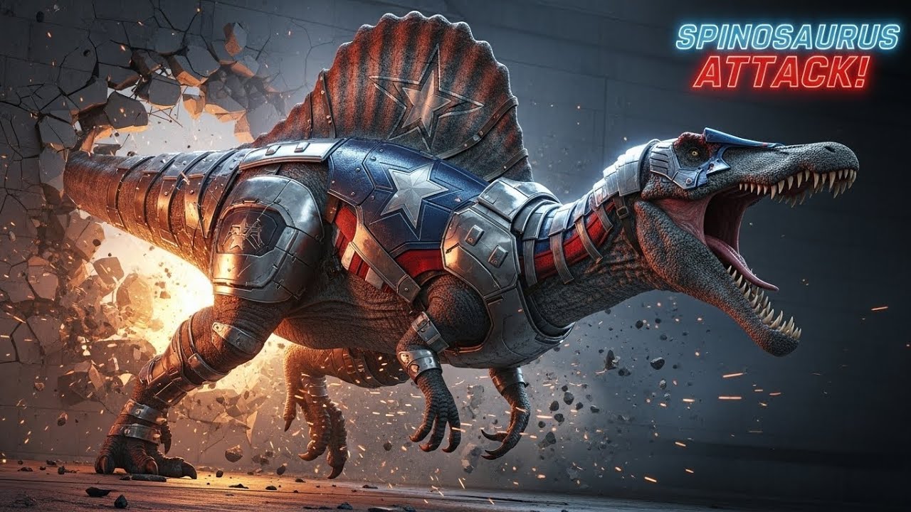 Captain America Spinosaurus: The Shielded Beast!