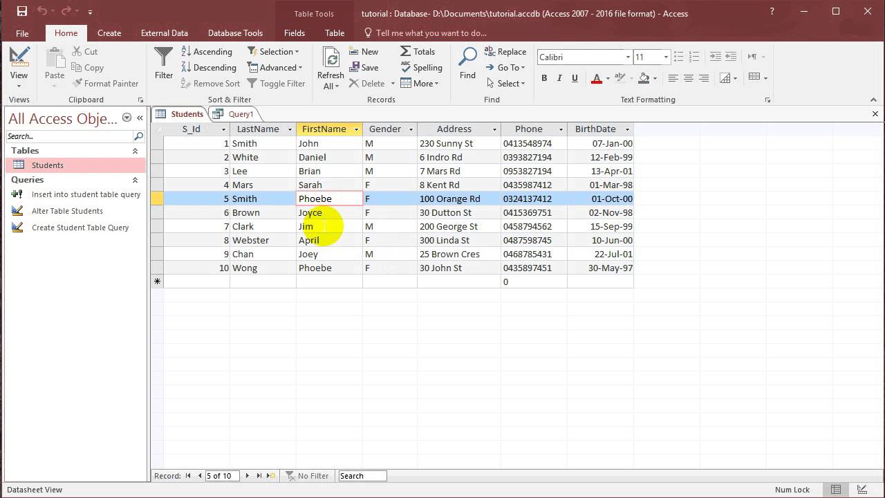 Sql With Microsoft Access 2016 Lesson 4 - Select Query