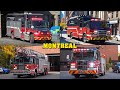 Huge compilation  montreal fire service  engines ladder trucks  special apparatus responding