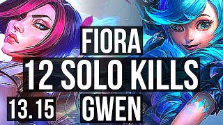 FIORA vs GWEN (TOP) | 12 solo kills, 17/2/3, Legendary, 1.2M mastery | EUW Grandmaster | 13.15