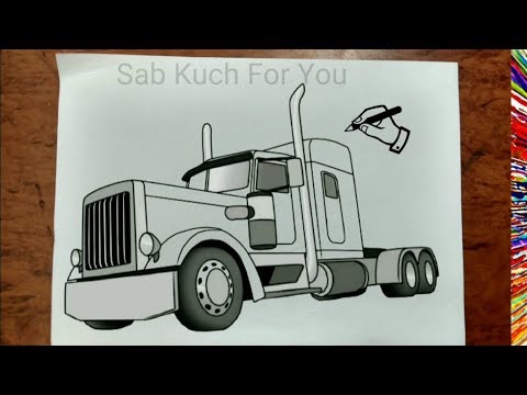 #13 How to Draw Semi Truck | Step by step easily 😊 Tutorial - YouTube