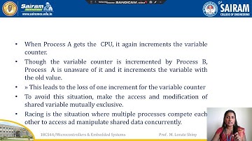 Lecture video 18CS44 module5 Task Synchronisation Lorate Shiny