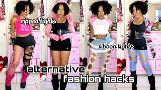 Easy Alt Diysfashion Hacks Ribbon Tights, Tights To Top, Ripped Tights