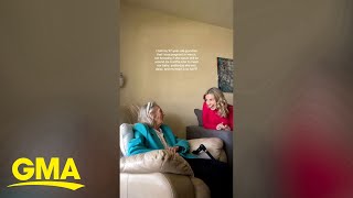 97-year-old grandmother meets adorable grandchild