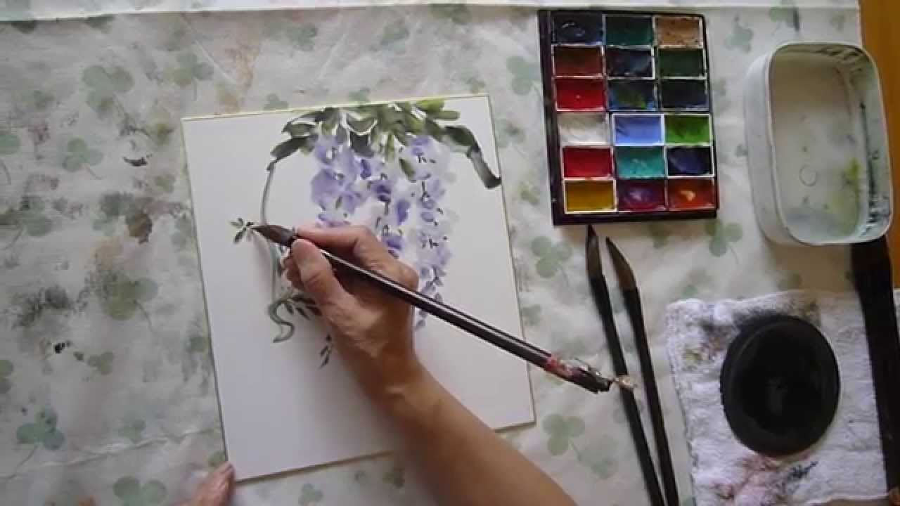 水墨画 Sumi E 藤の描き方動画 Youtube