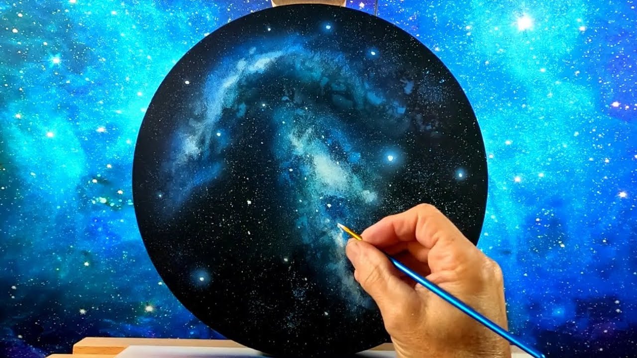 Space  Acrylic Galaxy nebula Painting on round canvas
