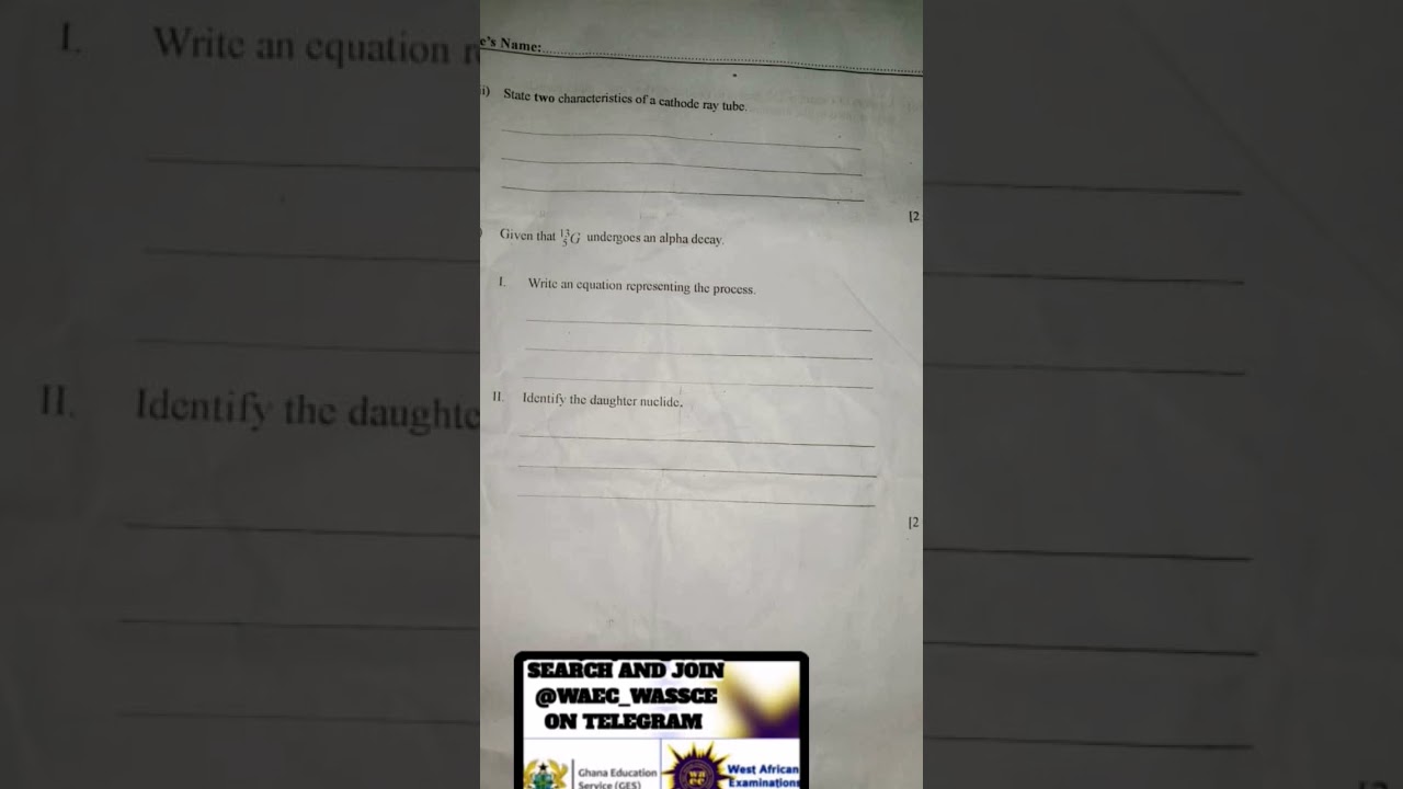 2025 WAEC [WASSCE PHYSICS QUESTIONS AND MARKING SCHEME]. 