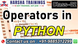 Python Class 02 | Operators In Python  Part 01 | Python Tutorial For Beginners | Python Training