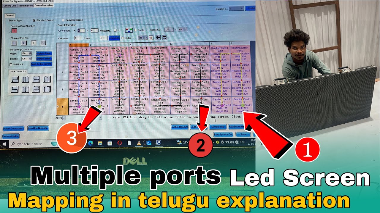 Multiple port Led screen Mapping in telugu l travel vlogger anil l led wall fitting led screen
