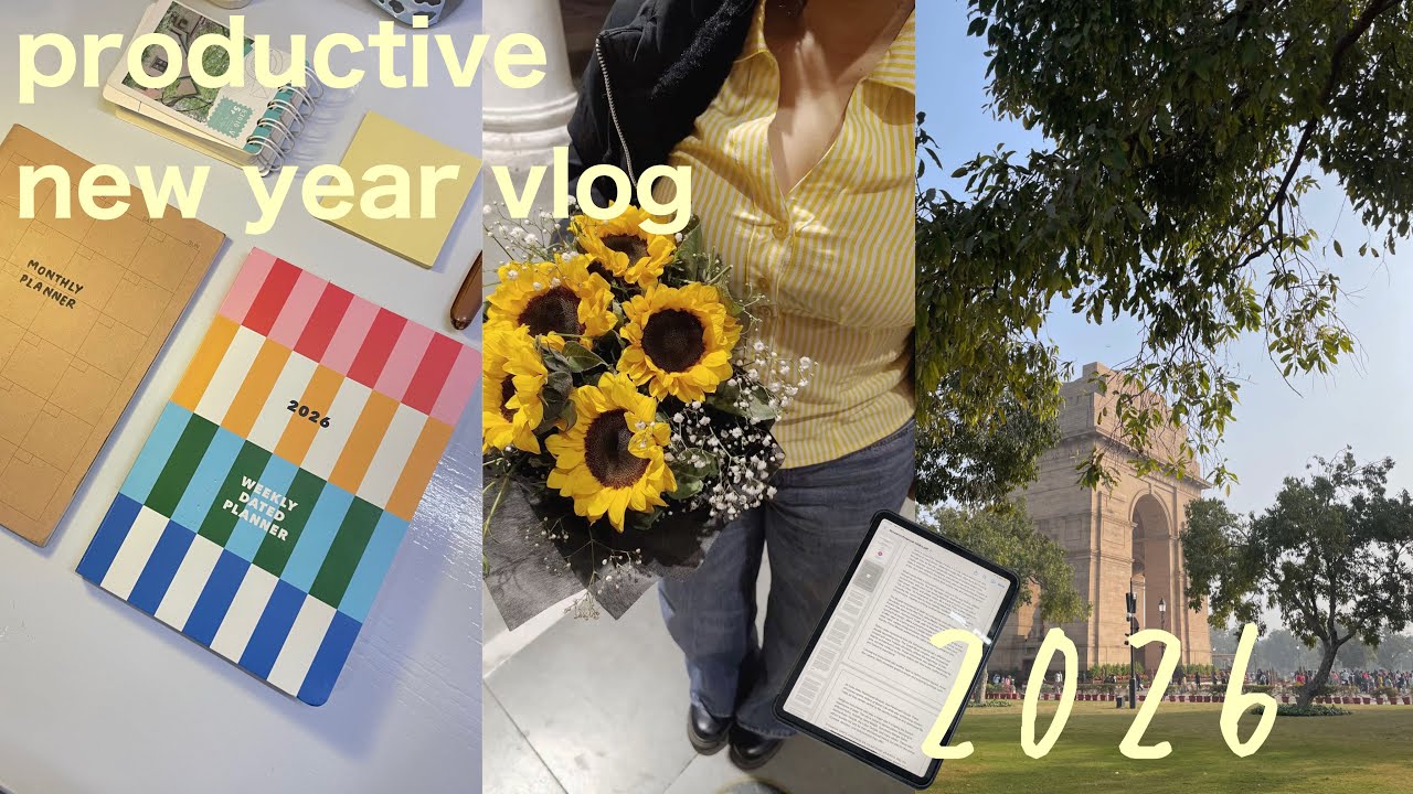 🍵Productive new year’s vlog 2026 ( yearly planner, study goals, waking up @5  AM)