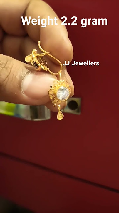 Gold earrings tops with stone | hoop earring #goldearrings #earring #viralshort #short #shorts 22k