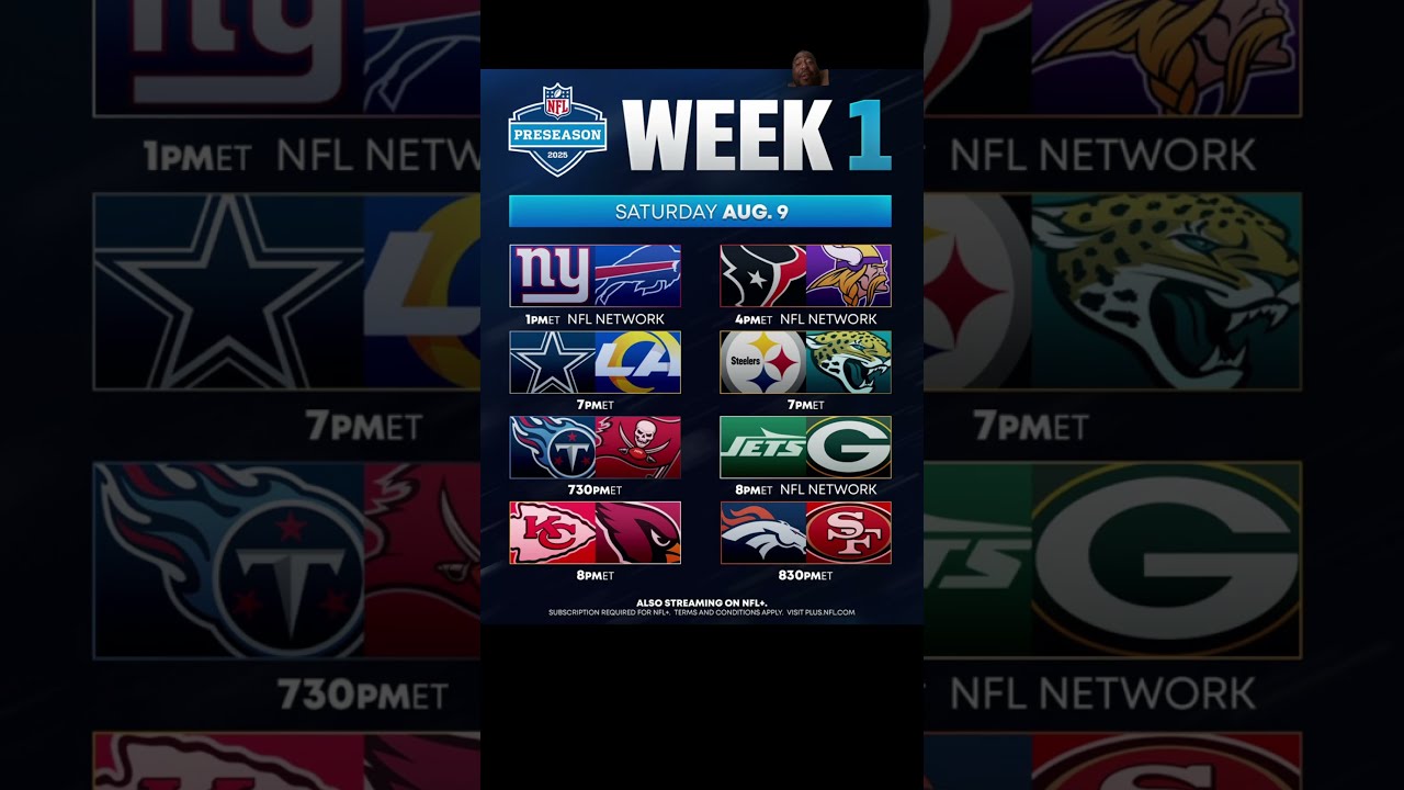 NFL Preseason Week One Schedule For Saturday August 9 