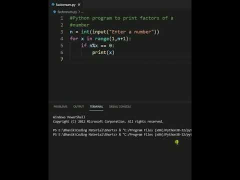 Python Program to Print Factors of Number | #shorts - YouTube