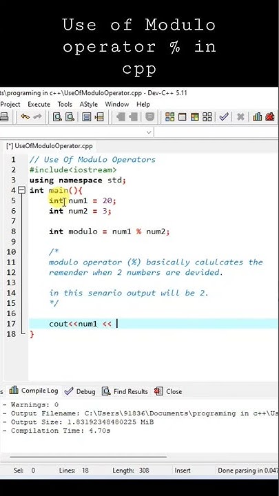 Modulo operator % in C/C++ | Use of modulo operator | #shorts #new ...