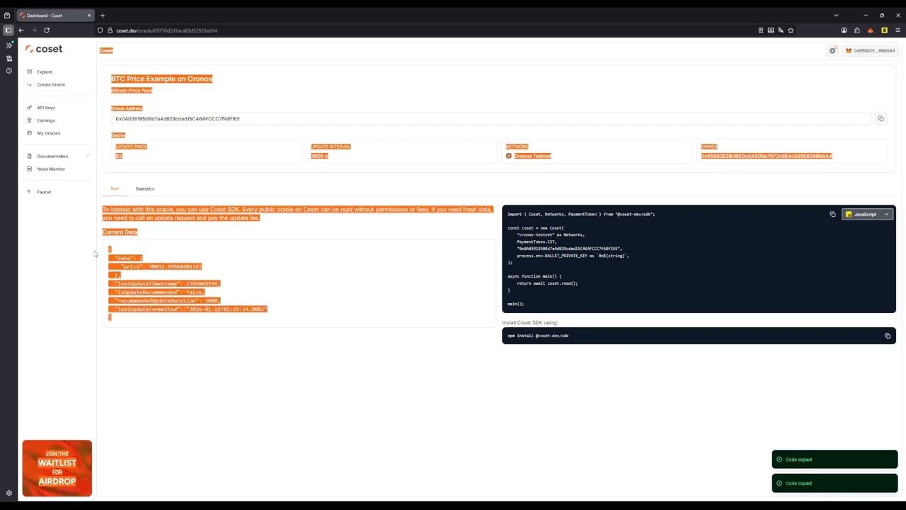 Coset - Cronos Network Demo