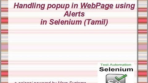 Selenium Training in Tamil - Popup Handling using Alert - Part 5