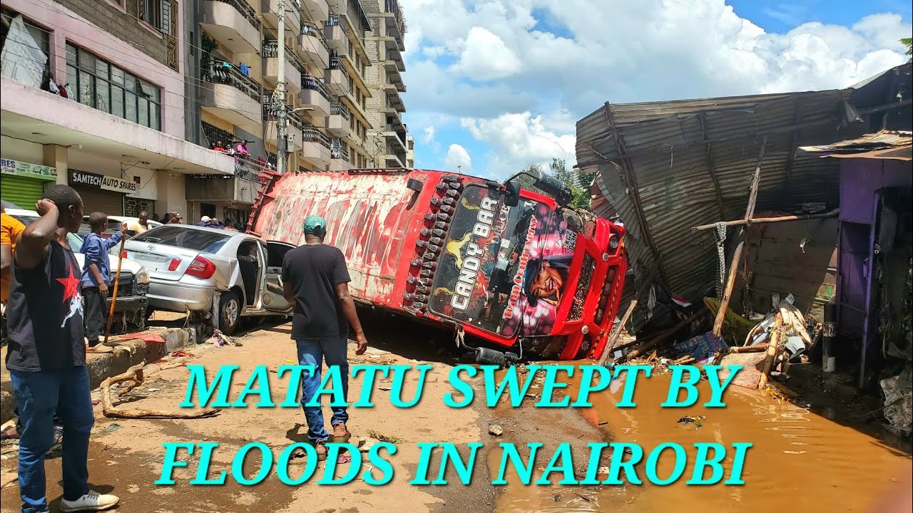 Matatus swept by floods in Nairobi Kenya 🇰🇪