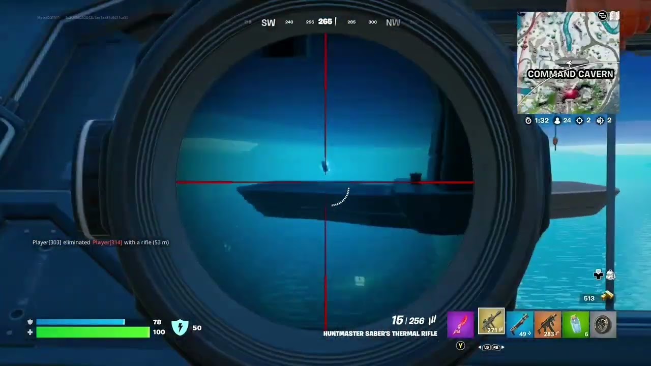 Mythic Huntmaster Saber’s Thermal Rifle in Fortnite Gameplay