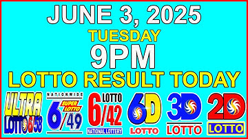 Lotto Result Today 9pm Draw June 3 2025 PCSO