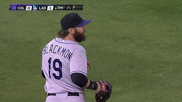 COL@LAD: Blackmon makes catch, doubles off Crawford