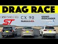 2024 toyota grand highlander vs mazda cx90 vs ford explorer it didnt end well drag and roll race