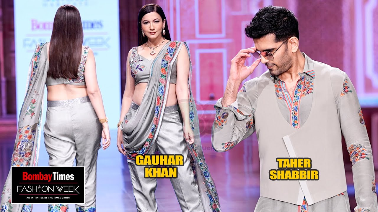 Gauhar Khan & Taher Shabbir Grey Glam Look Ramp Walk |  Bombay Times Fashion Week