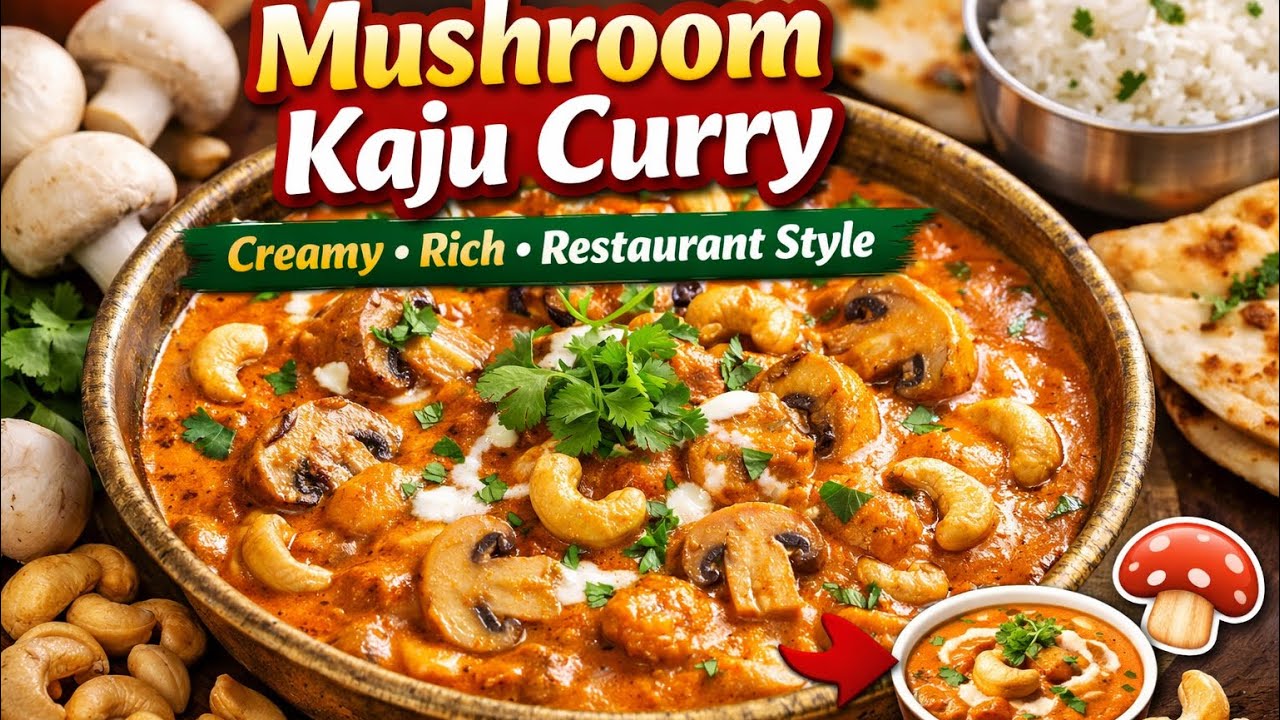 रेस्टोरेंट स्टाइल मशरूम काजू करी | क्रीमी और टेस्टी रेसिपी 😋 Restaurant Style Mushroom Kaju Curry 