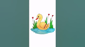 How to draw a duck in a pond #scenery #easydrawing #forkids #diy #art #simple #cute #ideas #colors
