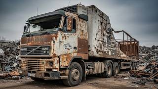 Abandoned Volvo FH12 420 Refrigerated Truck Discovered in Scrap Yard – Full Restoration Process