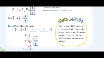 Grade 4 Chapter 9 Lesson 7 Subtract Mixed Numbers