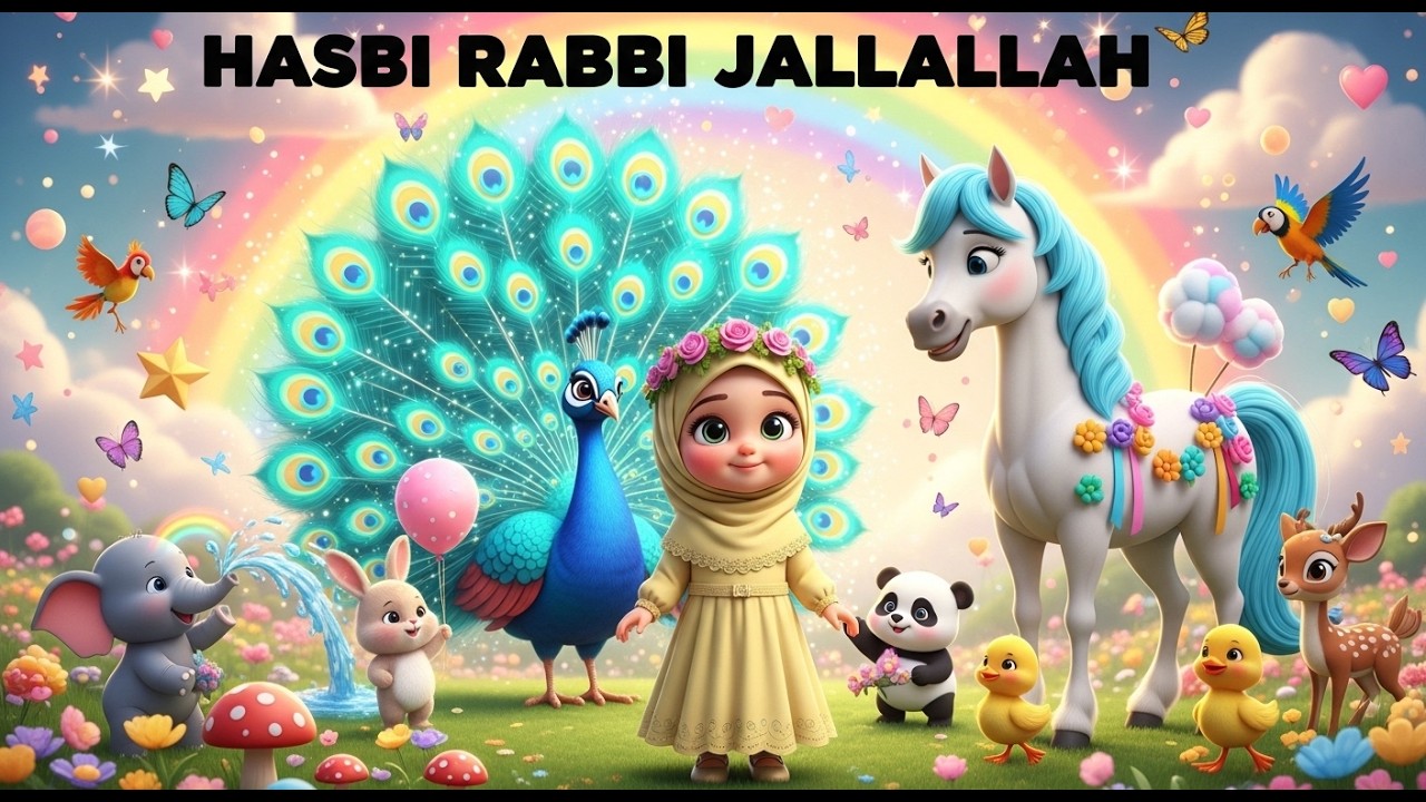 Hasbi Rabbi Jallallah 🌙 Beautiful Islamic Nasheed for Kids | Cute Baby Animation | Relaxing Muslim