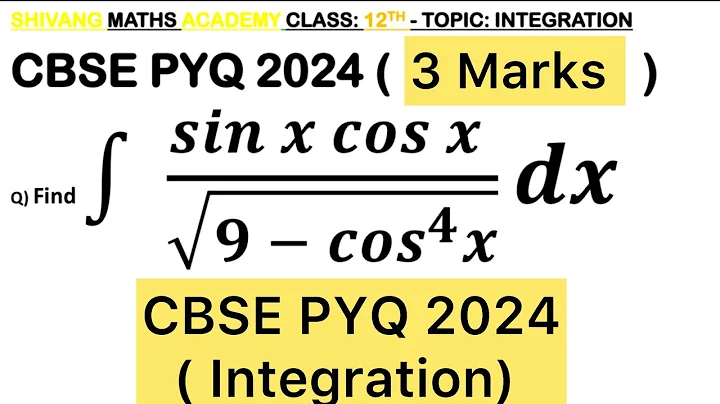 Q) Integration ∫ (sin 𝑥 cos𝑥)/√(9−cos^4 𝑥)𝑑𝑥 #class12 #maths#integration #class12 #mathchallenge 
